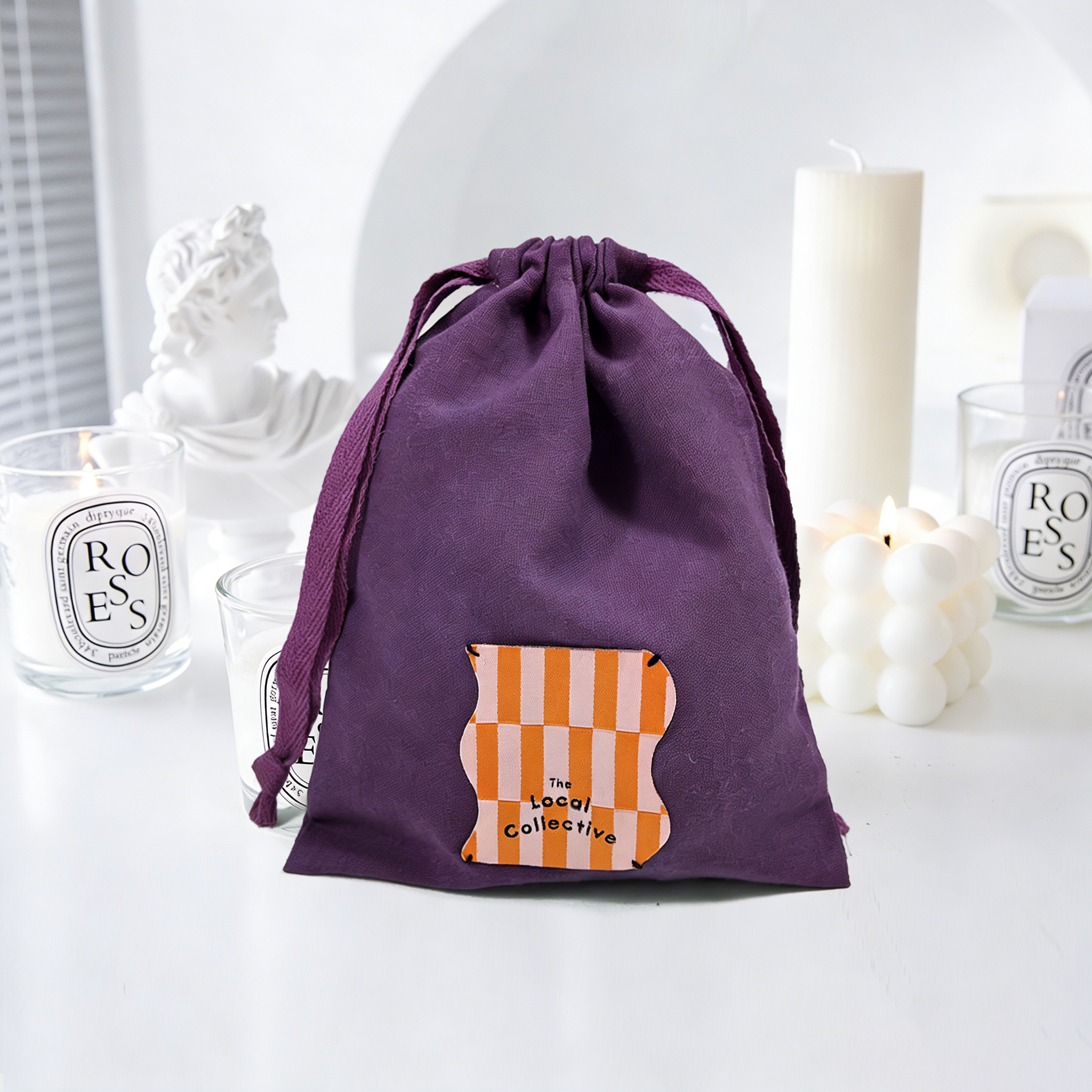 Custom Irregular Woven Label Cotton Drawstring Bags | Wholesale Raw ...