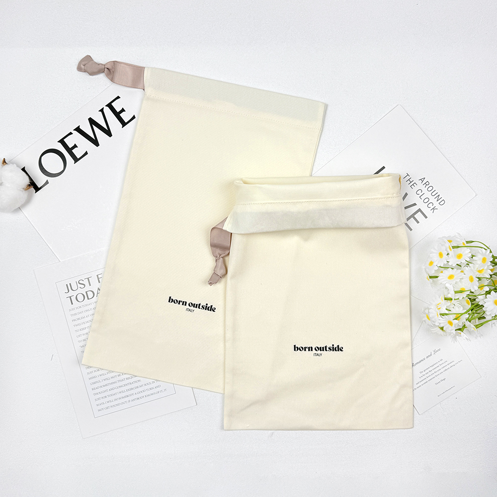 Custom Screen Printed Cotton Single Drawstring Bags | Bulk Pouches