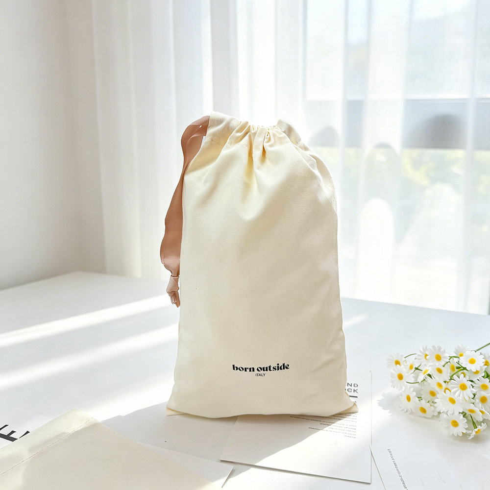Custom Screen Printed Cotton Single Drawstring Bags | Bulk Pouches