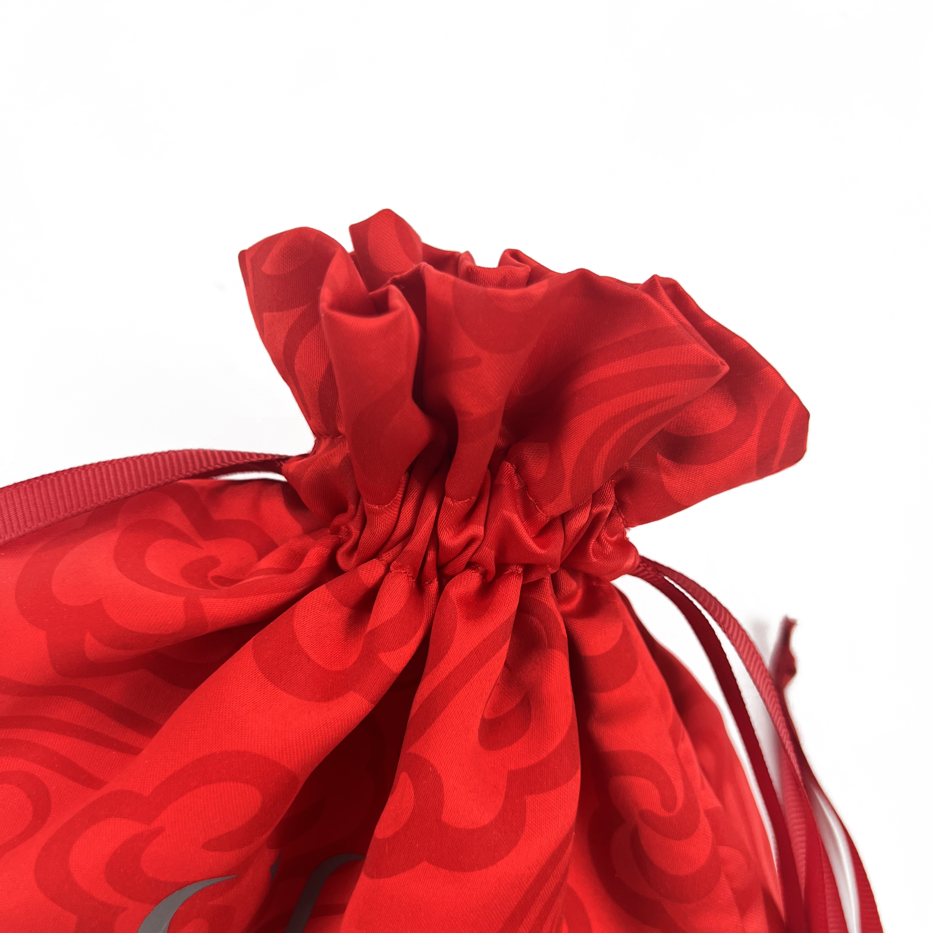 Red Satin Drawstring Gift Bag with Chinese Style Pattern | Luxury ...